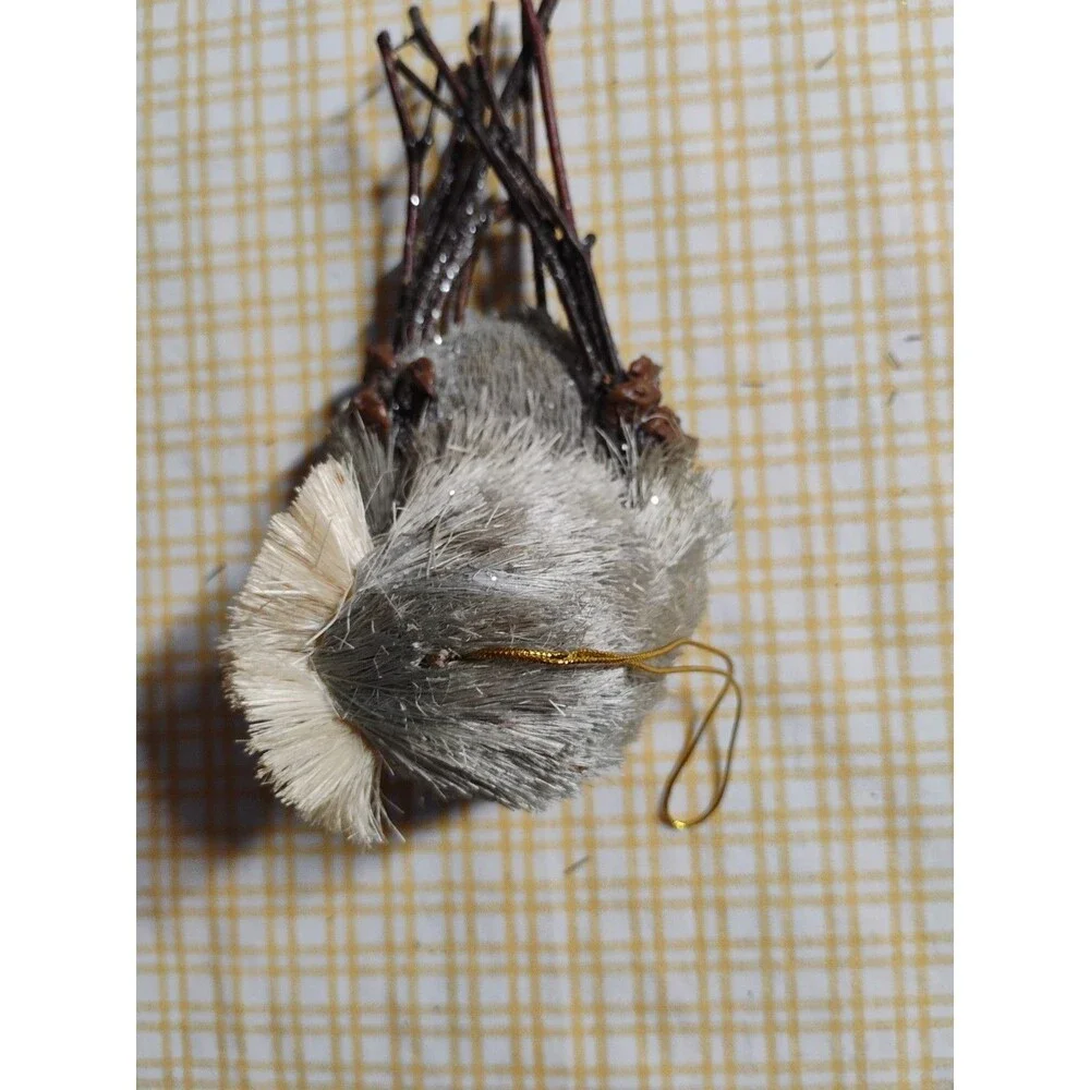 Owl Figurine Styrofoam Ornament Bristle Twigs
